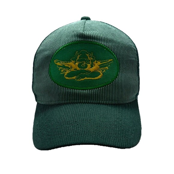 Boys Lie Cap Snapback Trucker Hat Green Corduroy Mesh ADJUSTABLE Excellent - Picture 1 of 4